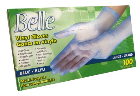 SANI-GUARD PF BLUE VINYL GLOVES LARGE 100/BOX