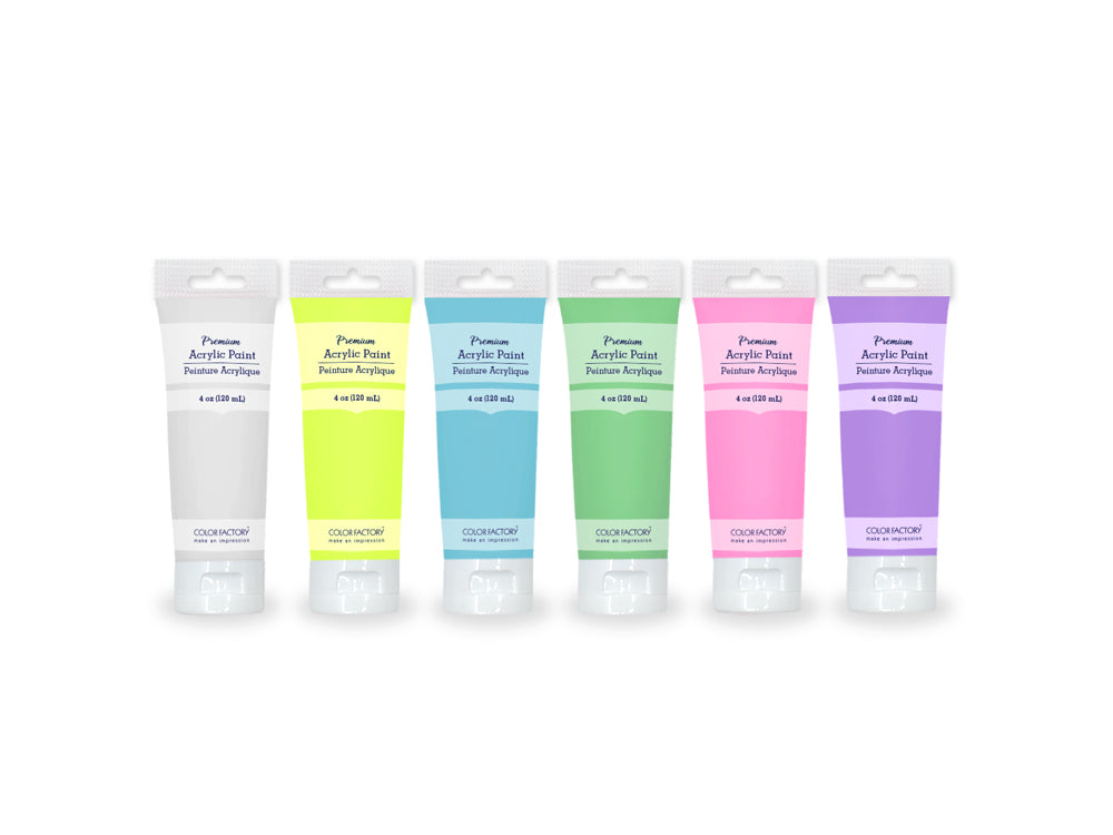 Color Factory: 4oz Premium Acrylic Paint Set 6x120ml Tubes B) Pastels
