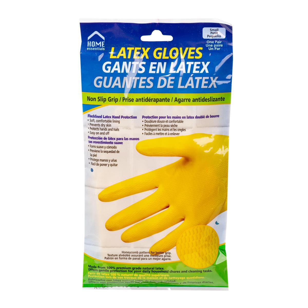 H.E.Rubber Household Gloves, Sz: S, 15 mil, 11.8"L, Flocklined