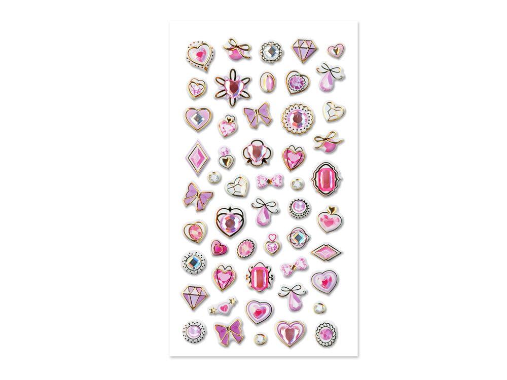 Paper Craft Sticker: 3.8"x6.9" 3D Jewel Adornments C) Pink Sapphire