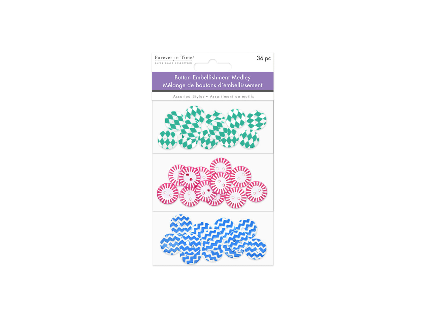 Button Embellishment: Round Pattern Button Medley 36pc 3-Tier C) Tile-scapes