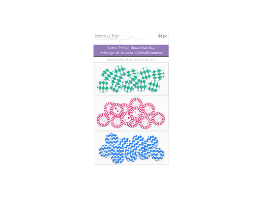 Button Embellishment: Round Pattern Button Medley 36pc 3-Tier C) Tile-scapes