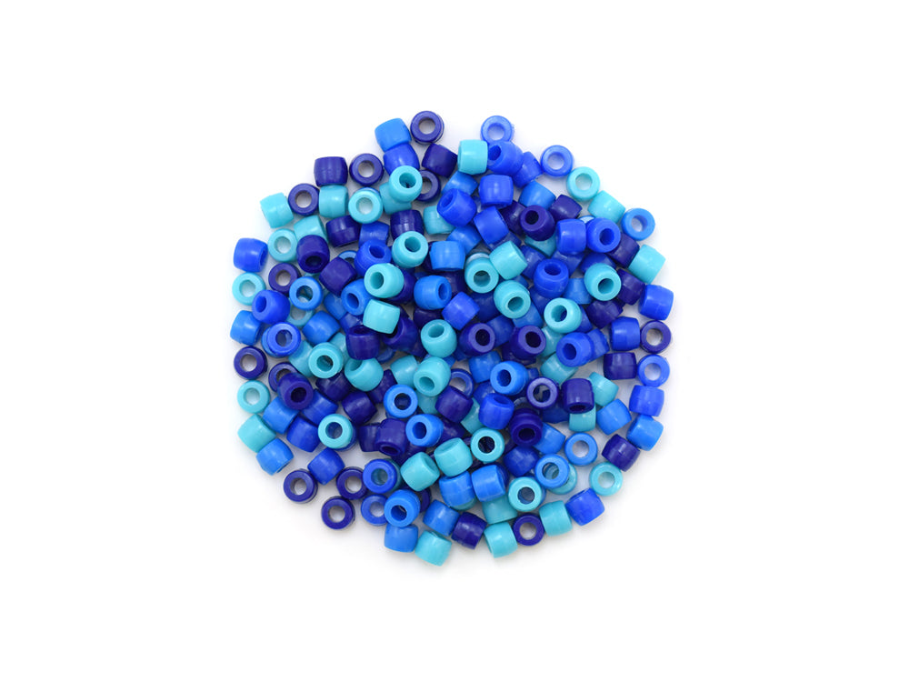 Pony Beads: 8mmx6mm Barrel Color-Mix Value-Pak x200 A) The Blues
