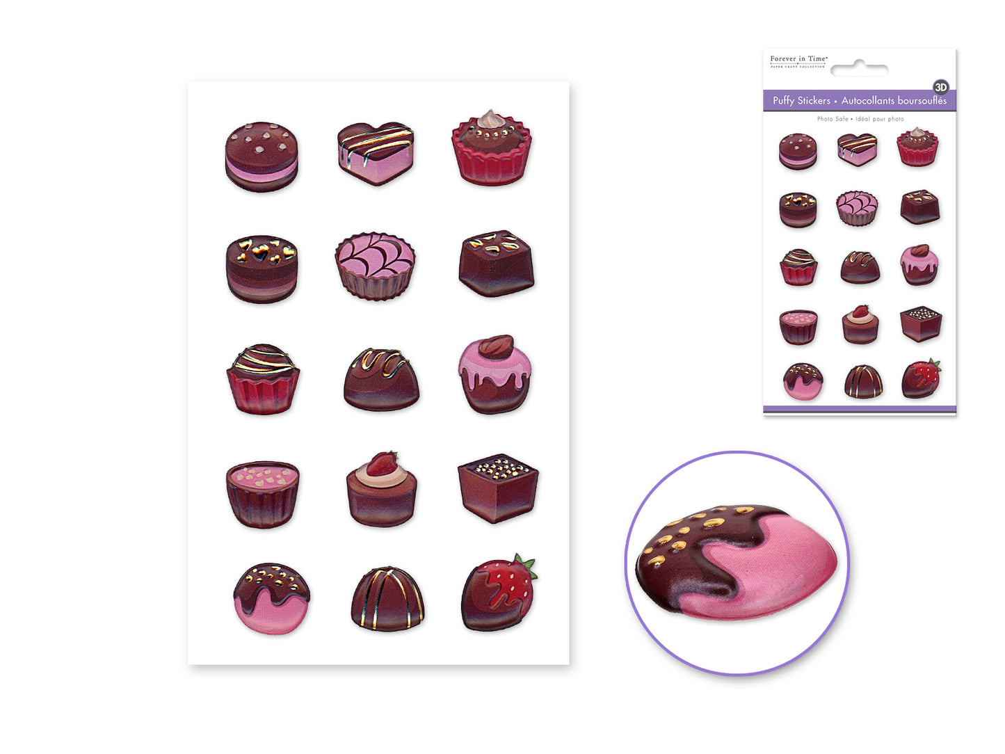 Paper Craft Sticker: 4.1"x7.5" 3D Treats Puffy A) Touch of Strawberry