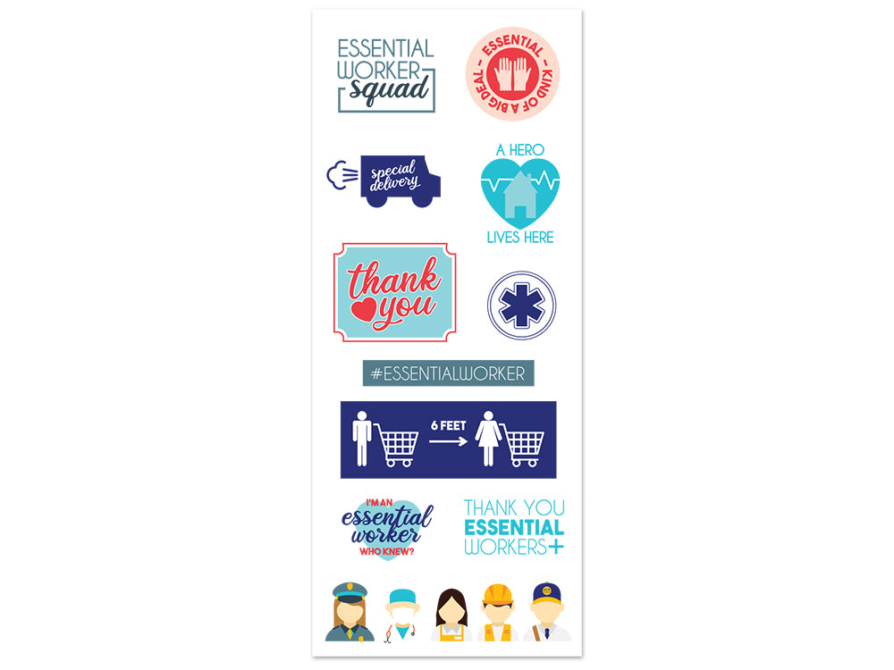 Paper Craft Sticker: 5"x12" Classic Themes 'Clear' Photo Safe R) Essential Workers