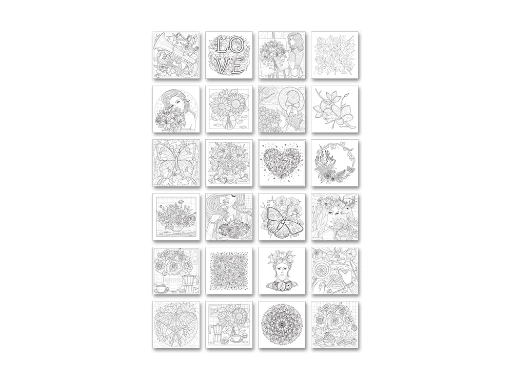 Color Factory: Glitter Coloring Pad 8.25"X8.25" 180Gsm 24Sht F) Floral Glam
