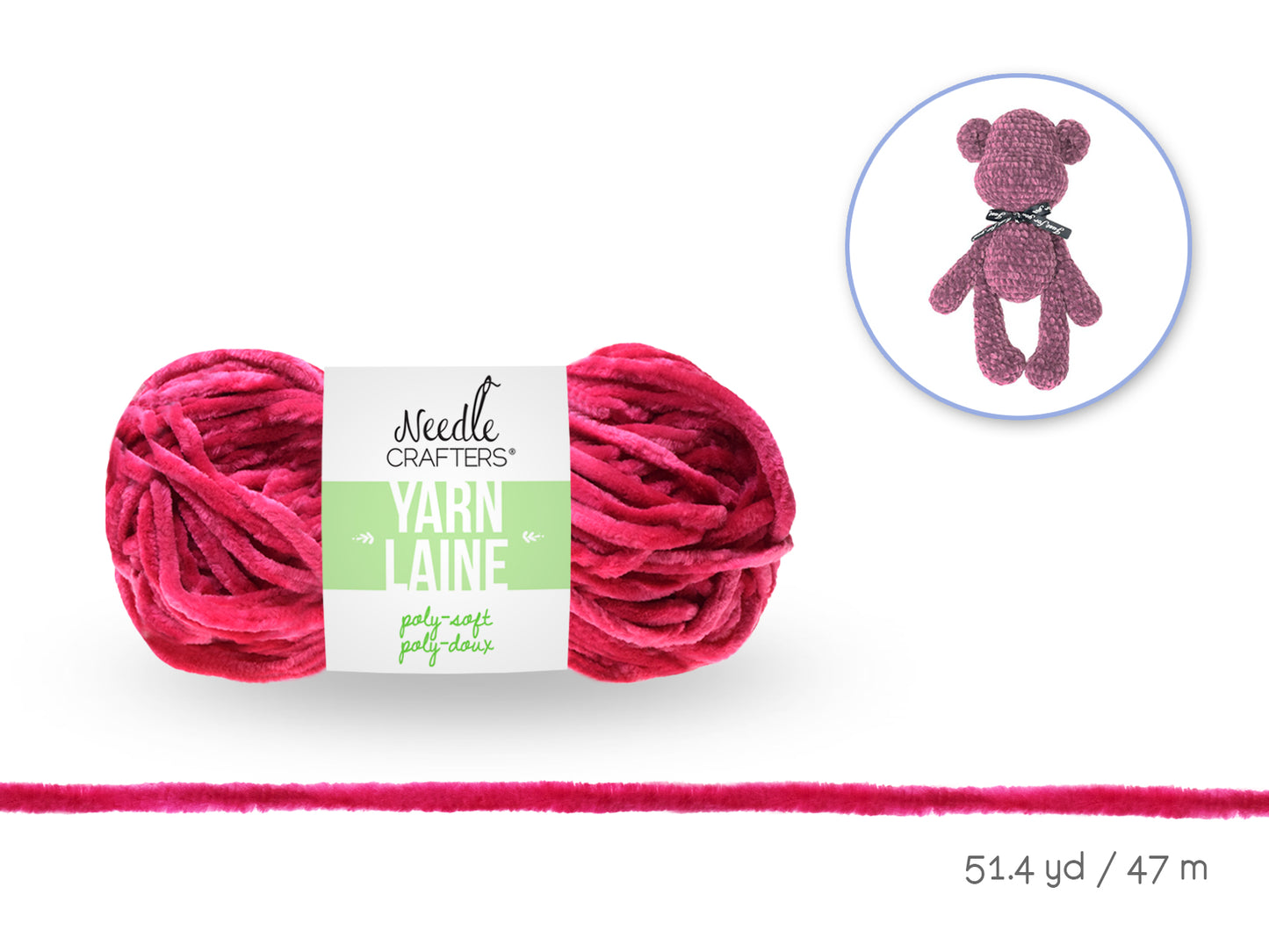 Needlecrafters: 50g Poly-Soft Yarn Ball F) Hot Pink