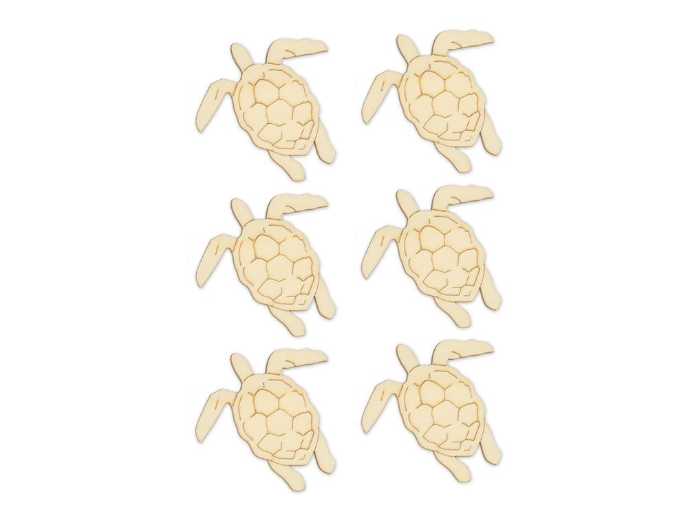 Wood Craft: Laser-Etched Wood Shapes x6 F) Turtle