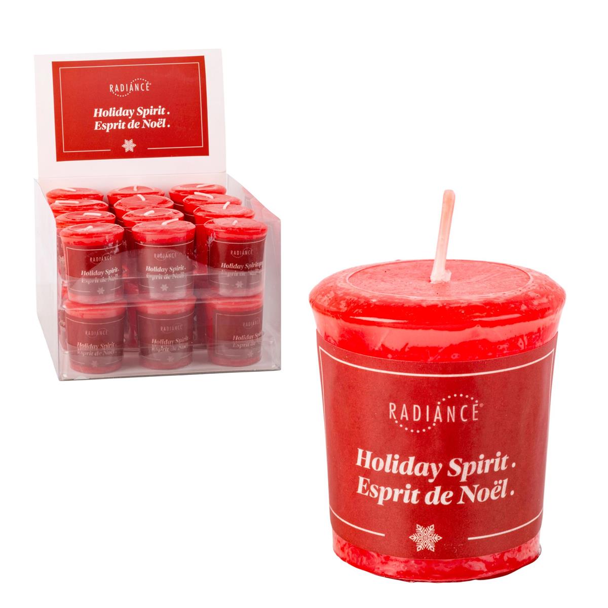 Radiance Scented Votive Candle, Holiday Spirit, 24/dsp