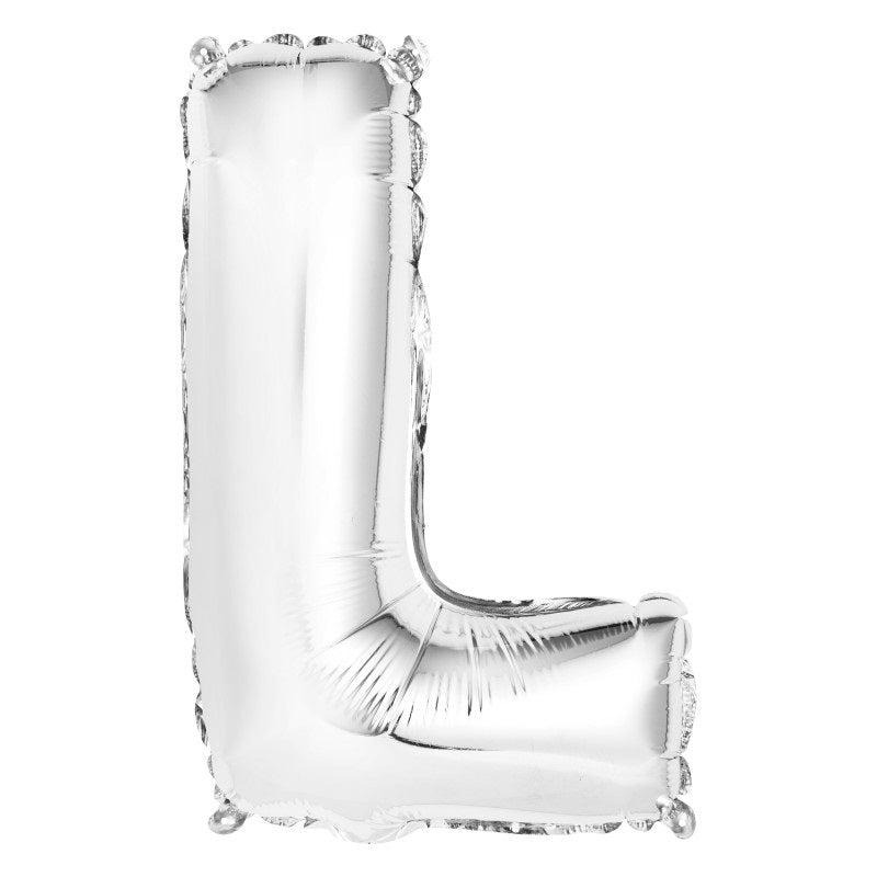 Silver Letter L Shaped Foil Balloon 14"  Packaged