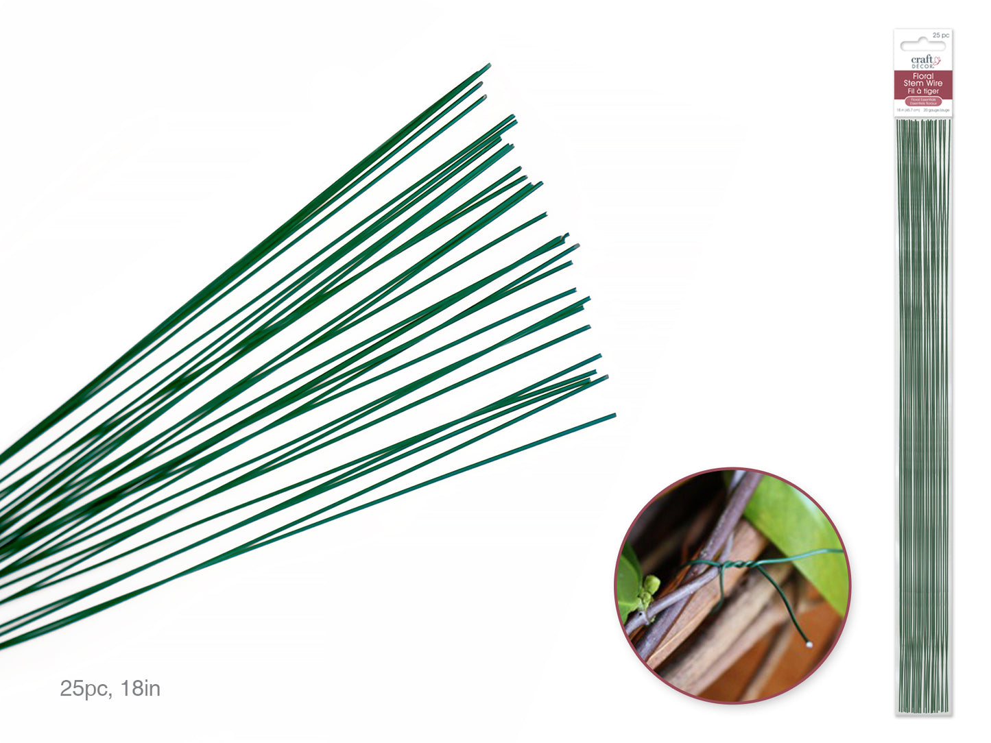 Floral Stem Wire: 20g Green 18" 25/pk
