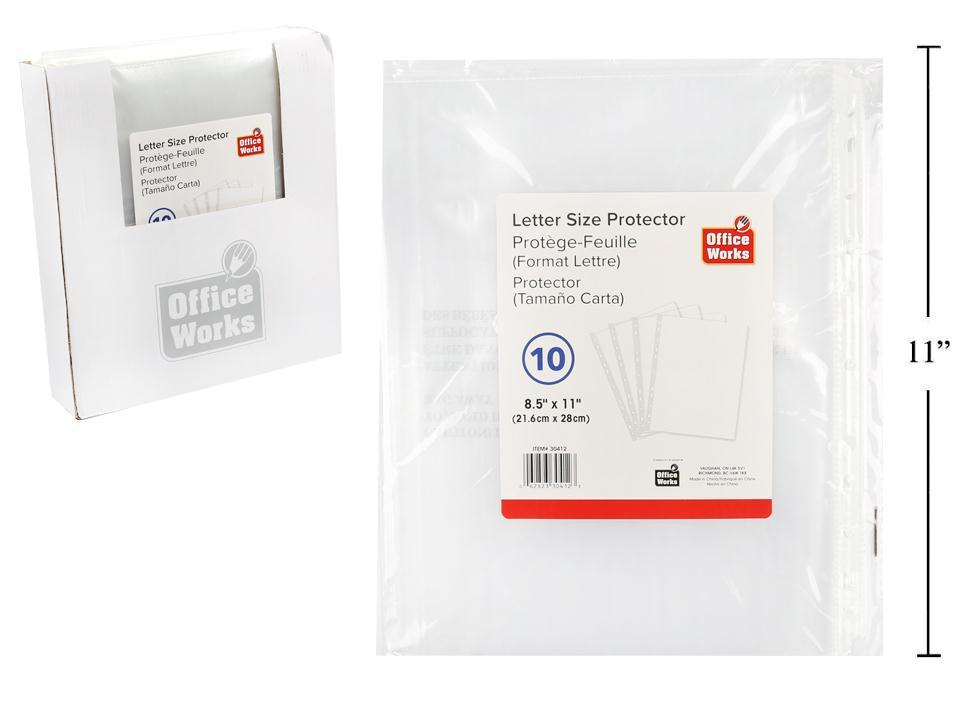 O.WKs. 10-pc Sheet Protector, 8.5"x 11" pp bg w/lbl 36/dsp