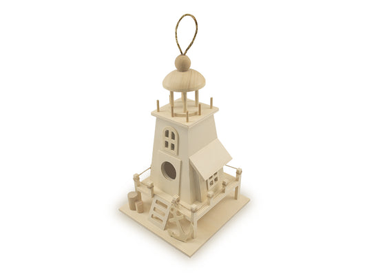 Wood Craft: 8.8"x5.7"x5.5" DIY Lighthouse Landmark w/Jute