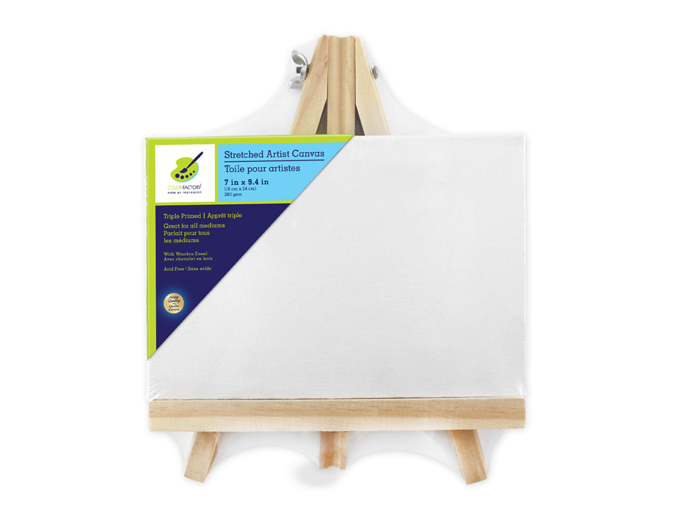 Stretch Artist Canvas: 7"x9.45" (18x24cm) on Wooden Easel