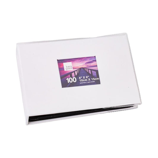 KG 100 Pkt 4X6 Photo Album-White W/WINDOW & DUST JACKET (AZ)