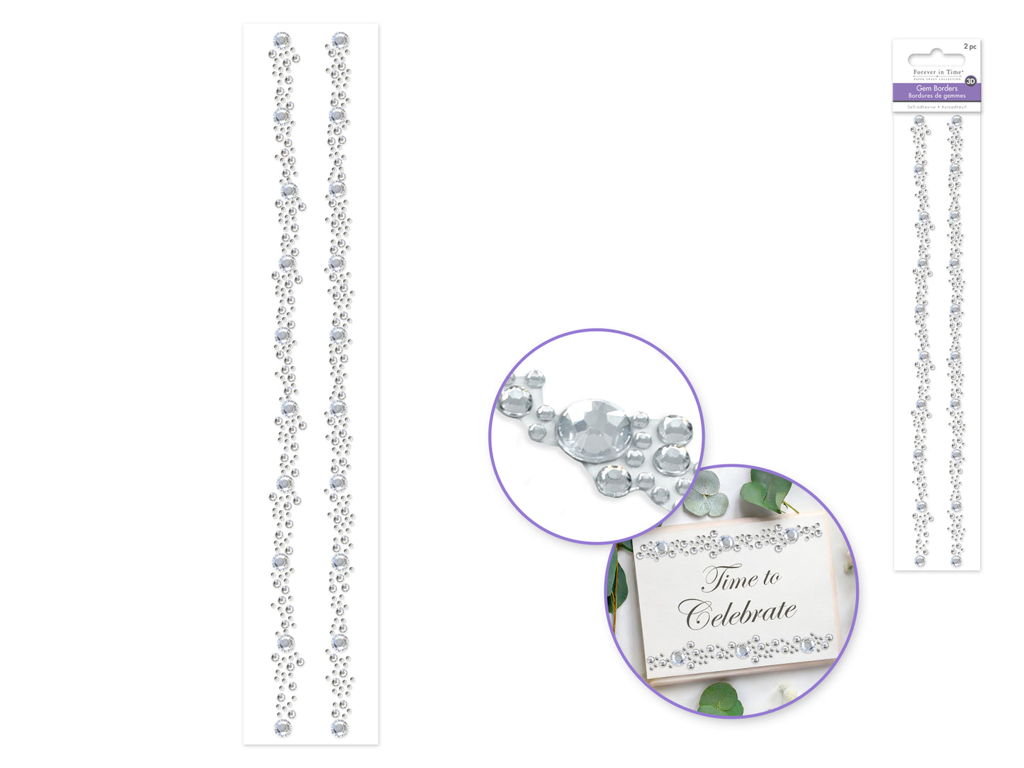 Paper Craft Sticker: 12" Ornate Gem Borders x2 E) Crystal