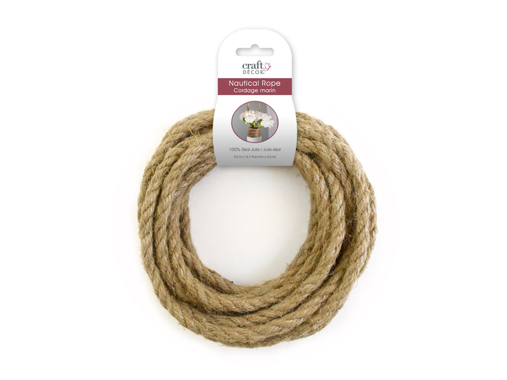 Craft Decor: Nautical Rope Jute Braided A) 6mm x 4.5m