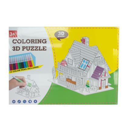 COLORING 3D PUZZLE-12 COLORED PENS INCL.