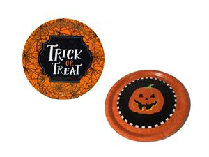 Hoot Hween 13"Dia. Plastic Round Serving Tray, 2asst., upc