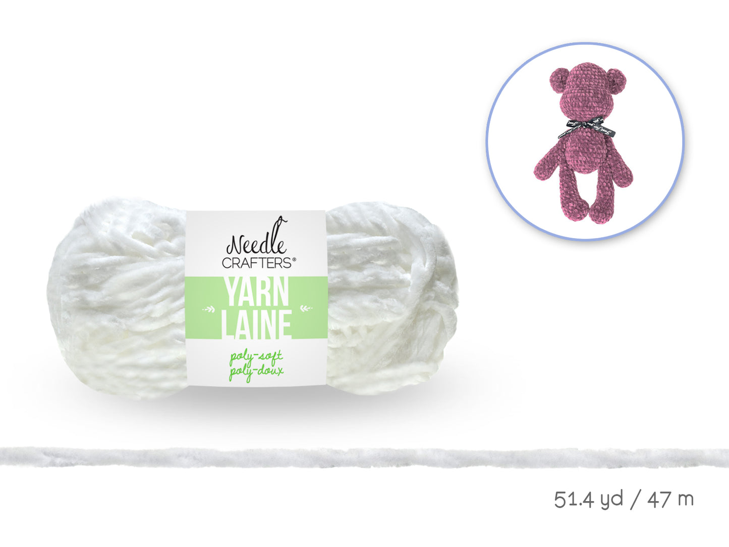 Needlecrafters: 50g Poly-Soft Yarn Ball C) White