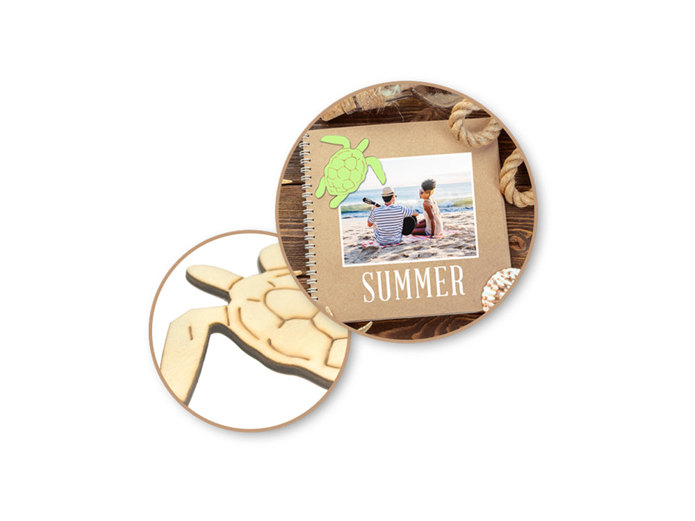 Wood Craft: Laser-Etched Wood Shapes x6 F) Turtle