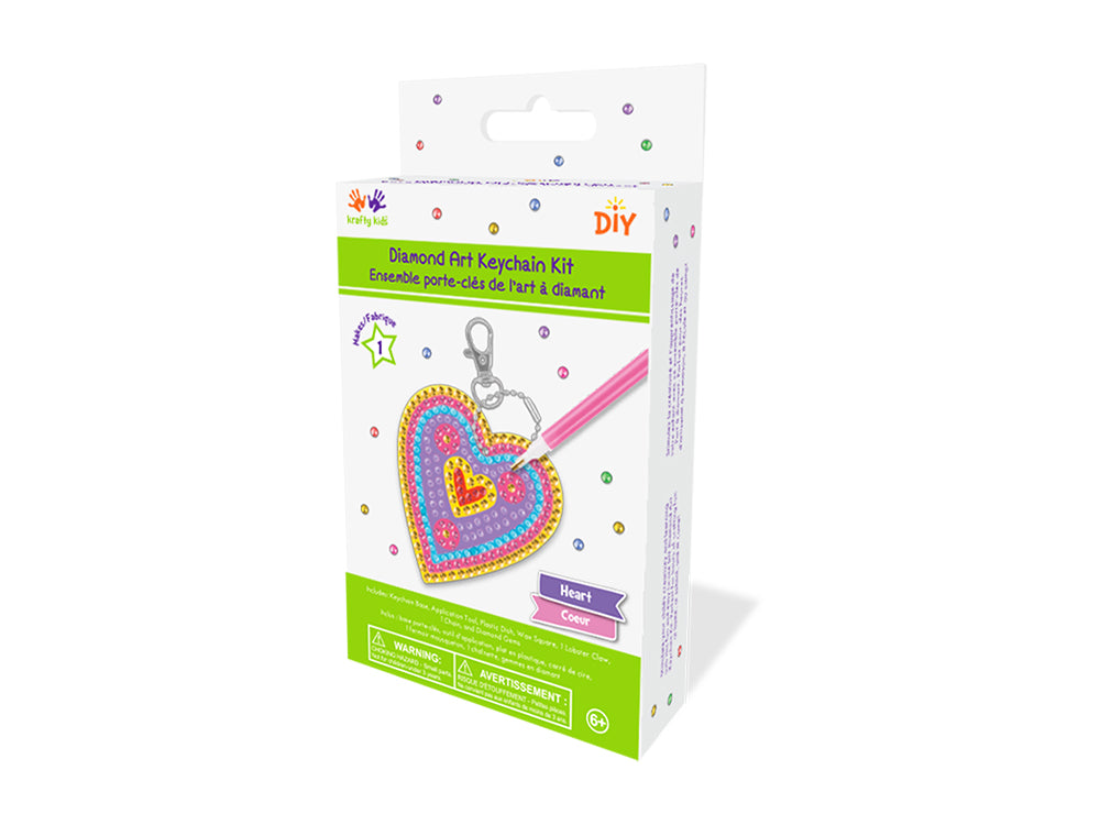 Krafty Kids Kit: Diamond Painting DIY Keychain Kit C) Heart