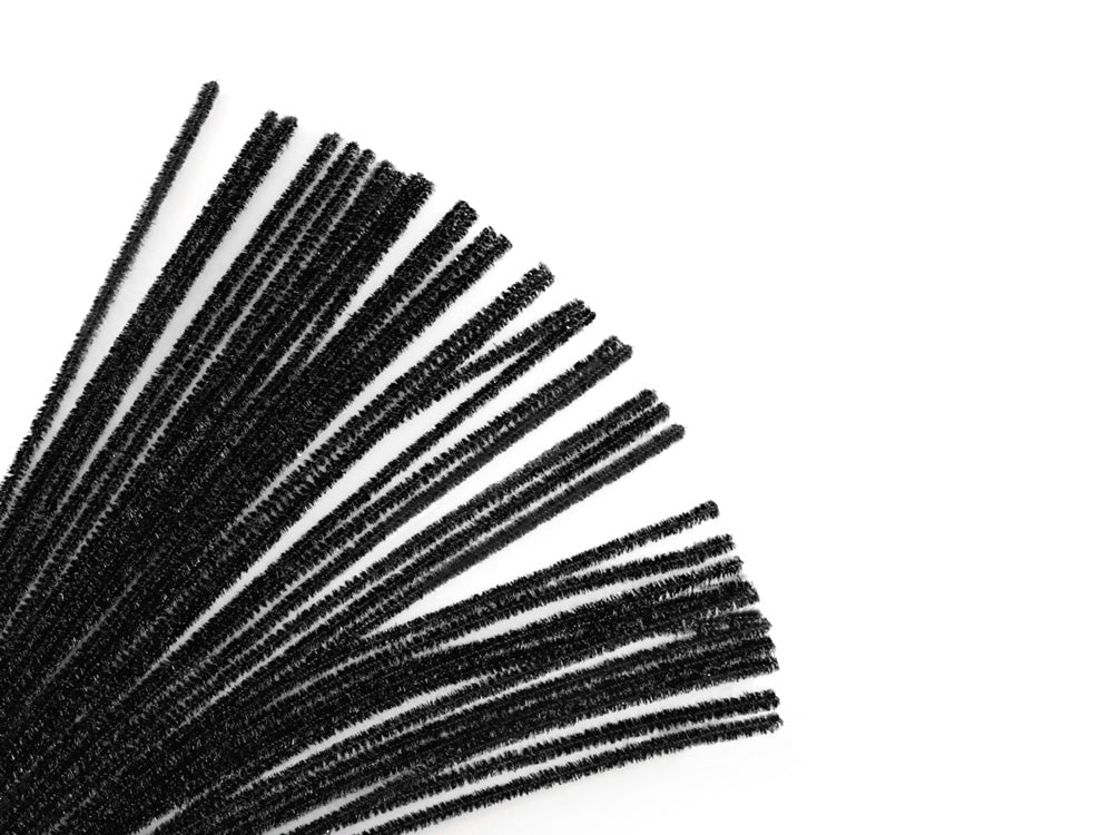 Tinsel Chenille Stems: 6mmx30cm 35/pk Glitter Pipe Cleaners A) Black