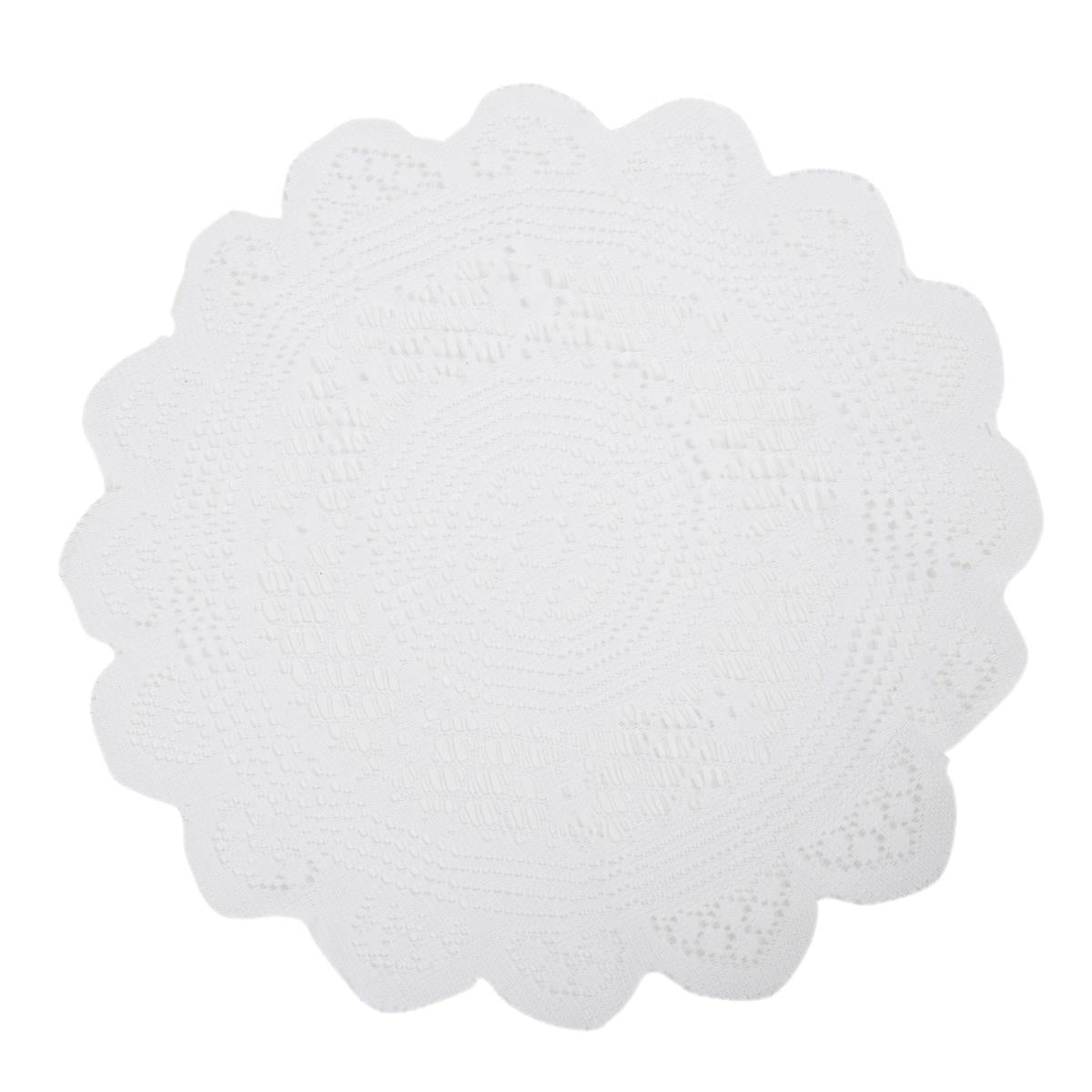 H.E. 16" Polyester Doily, White, header card