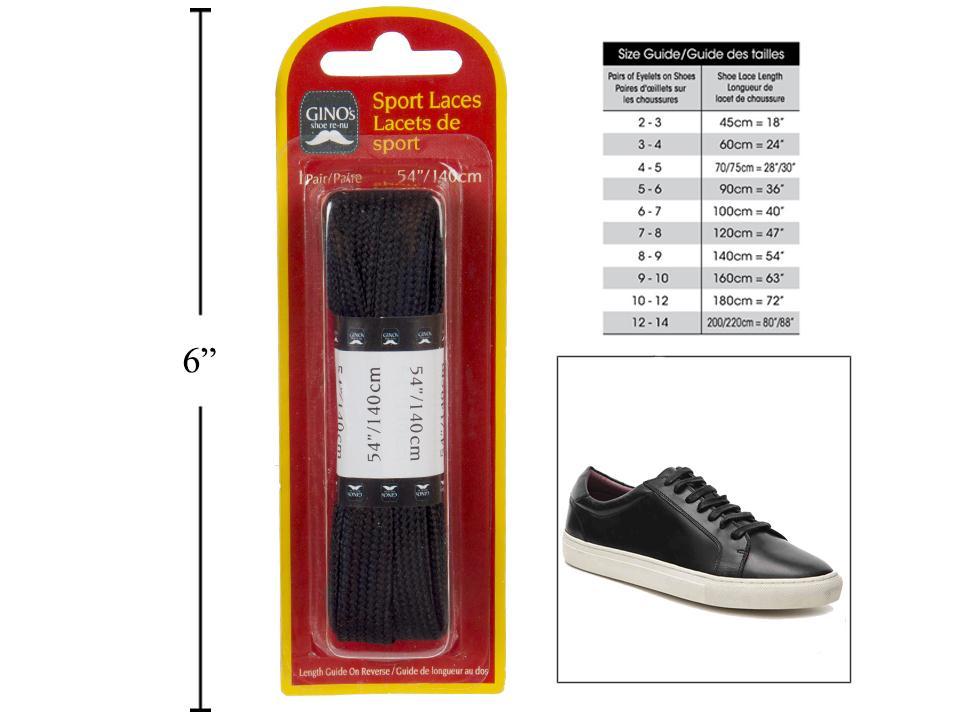 Gino's 54" Sport Laces, Black, B/C