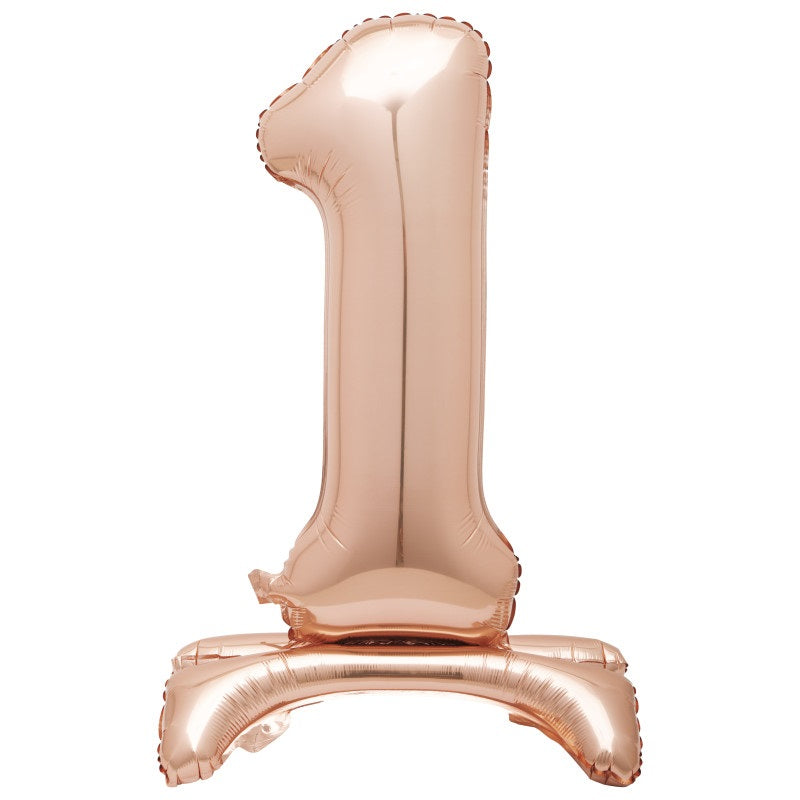 Rose Gold Number 1 Shaped Standing Foil Balloon 30"  Packaged