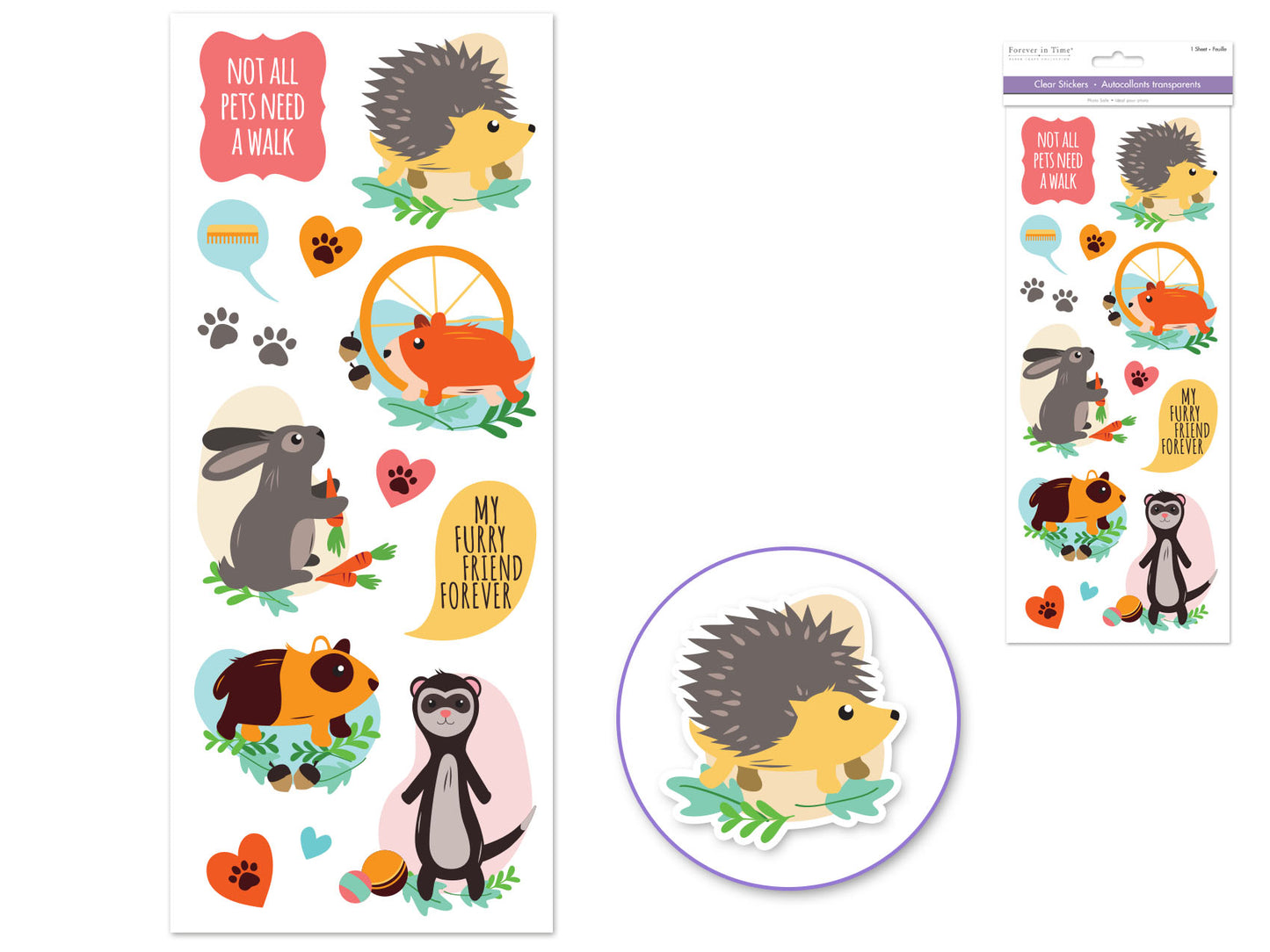 Paper Craft Sticker: 5"x12" Classic Themes 'Clear' Photo Safe Z) Pets World