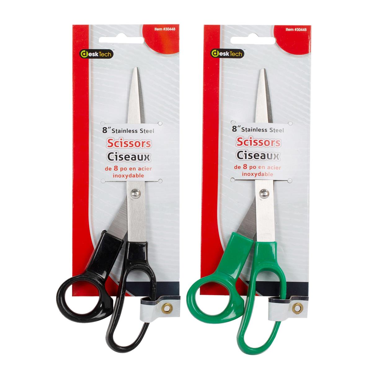 Desk Tech 8" S/S Scissors with Plastic Handle, 2 col., t.o.c.