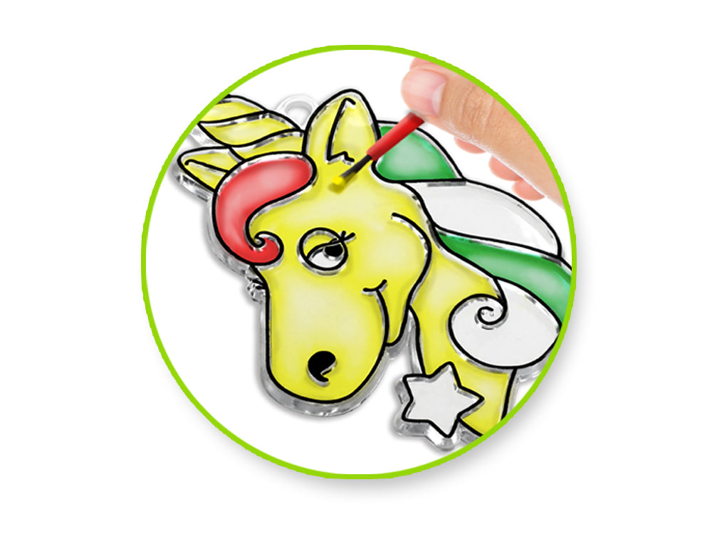 Krafty Kids Kit: 3D DIY 3.5"-4.3" Suncatcher w/3 Paints&Applicator E) Unicorn