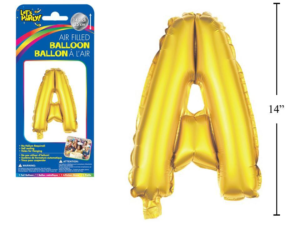 Let's Party "A" Gold Air Filled Balloon,14"