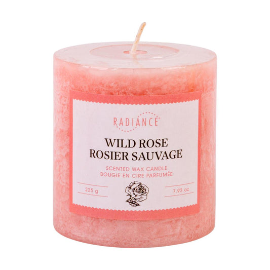 Frosted Scented Pillar Candle, 2.7"x 2.9", Wild Rose