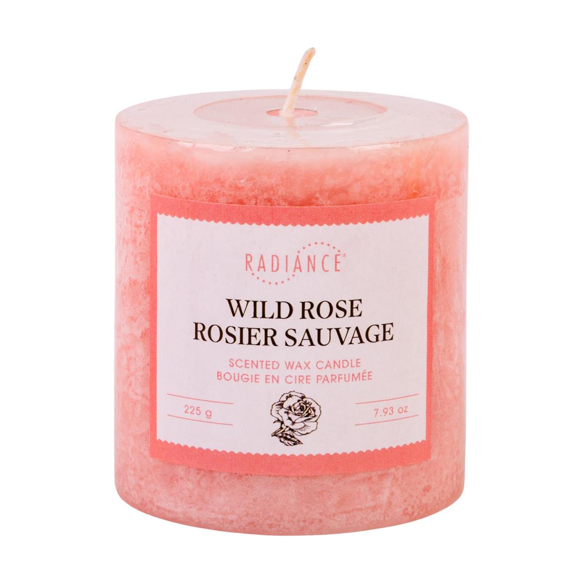 Frosted Scented Pillar Candle, 2.7"x 2.9", Wild Rose