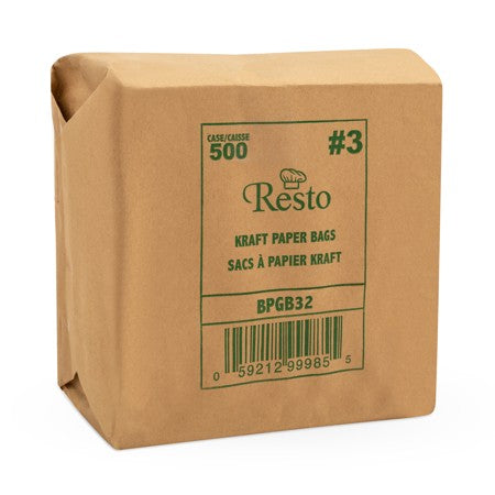 RESTO #3 KRAFT PAPER BAGS 500/CASE (1327488)