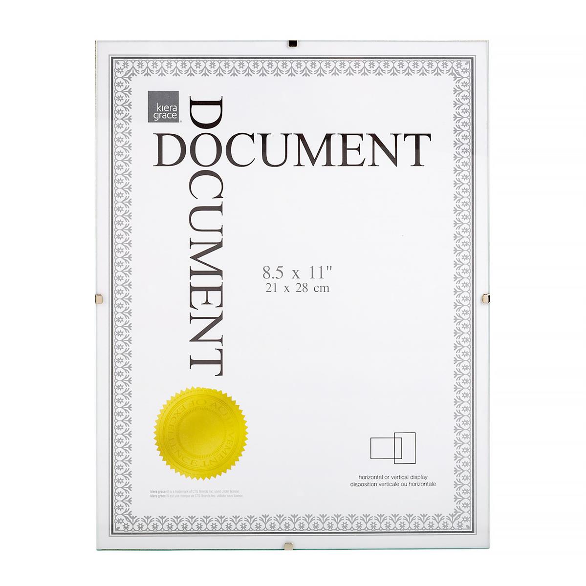 KG Glass Doc Clip Frame 8.5X11" CLEAR (AZ)  (LD xx)