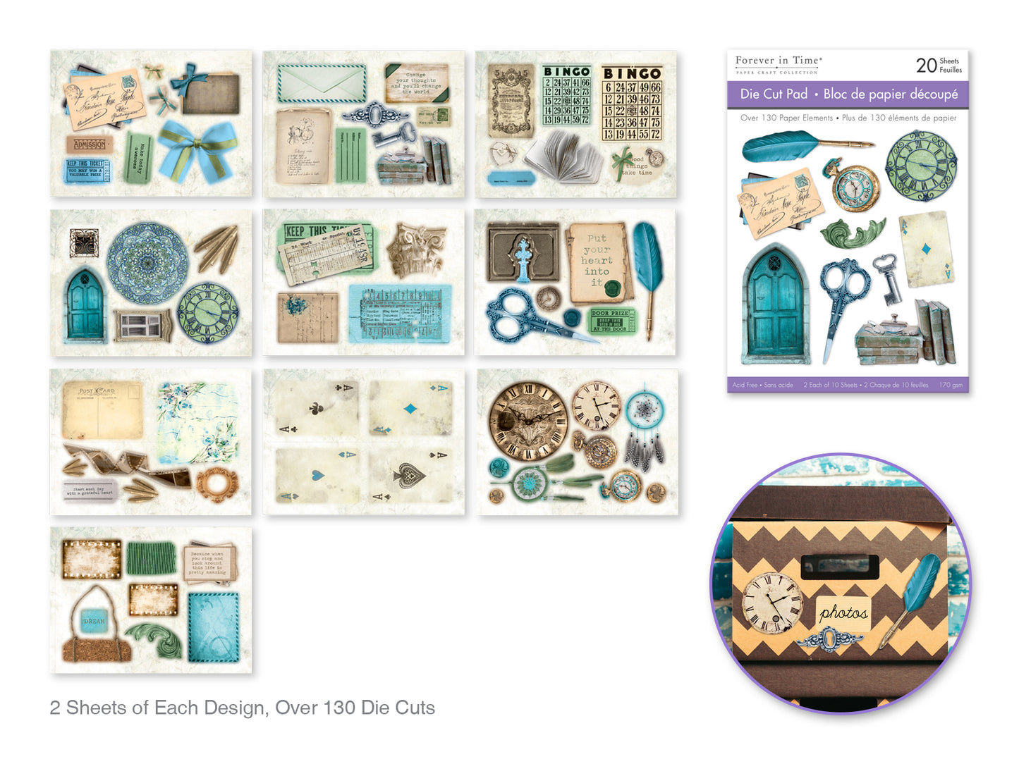 Paper Pads: 4.1"x5.8" Die Cut Pad 20 Sheets (2eax10designs) C) Turquoise