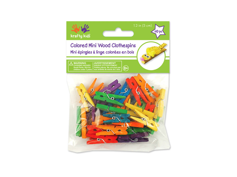 Craftwood: 1 3/16" Mini Clothespins Colored 40/pk