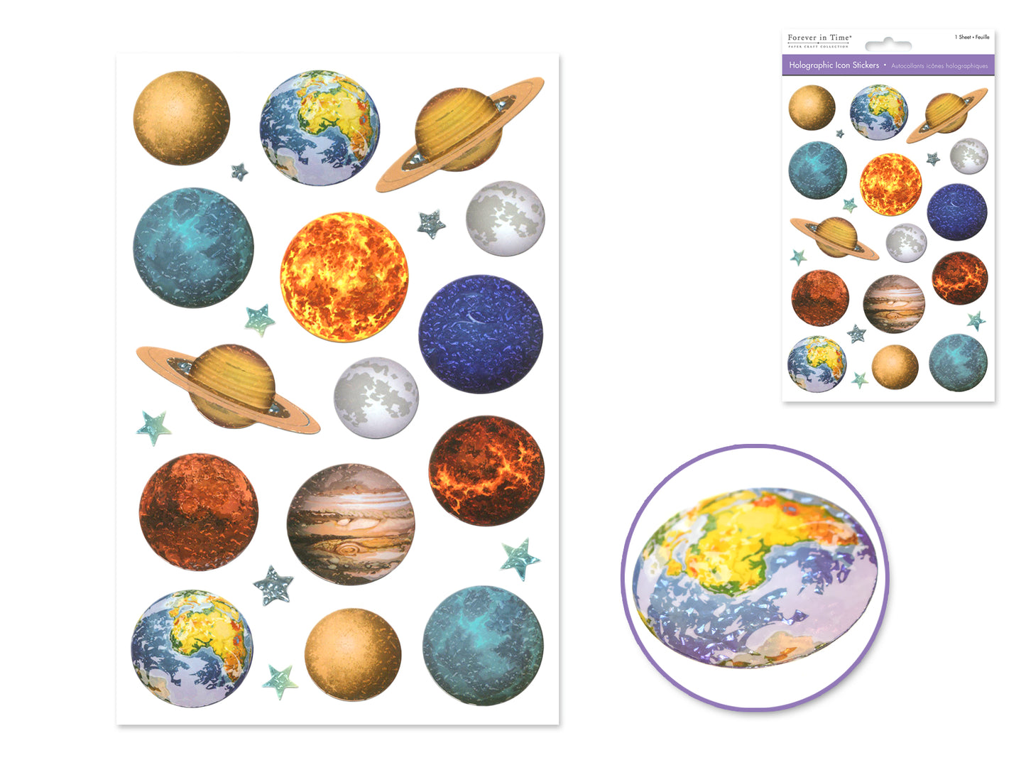 Paper Craft Sticker: 5.5"x8.25" Holographic Icons K) The Planets