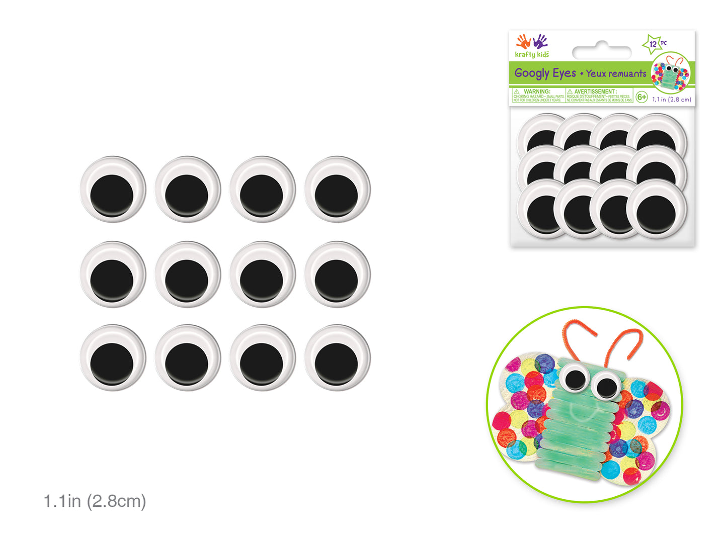 Paste-On Googly Eyes: Round 28mm 12/pk B) Black