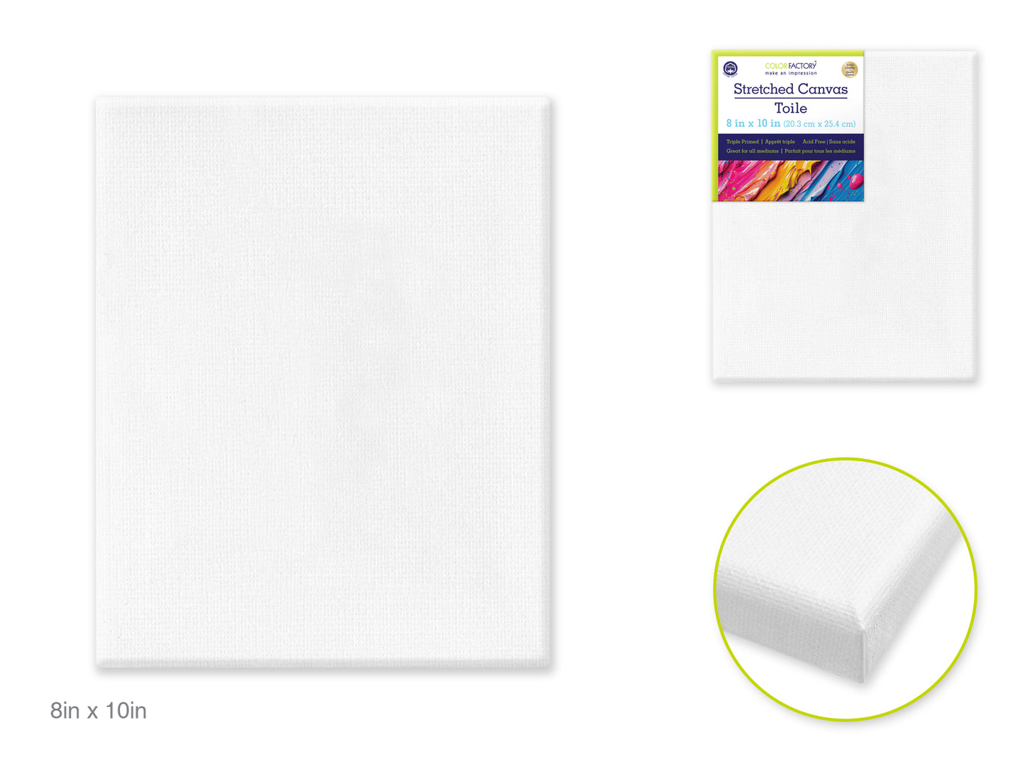 Stretch Artist Canvas: Rect. 8"x10" Primed Back-Stapled