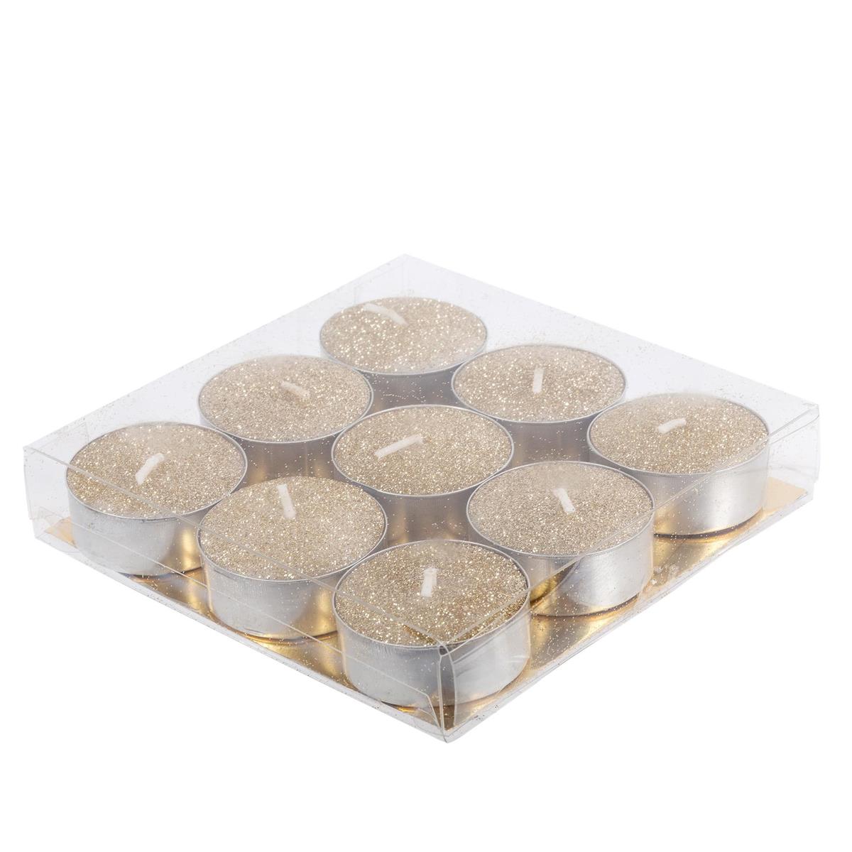 Enlighten 9pk Shimmer Gold Tealight Candles, pvc box