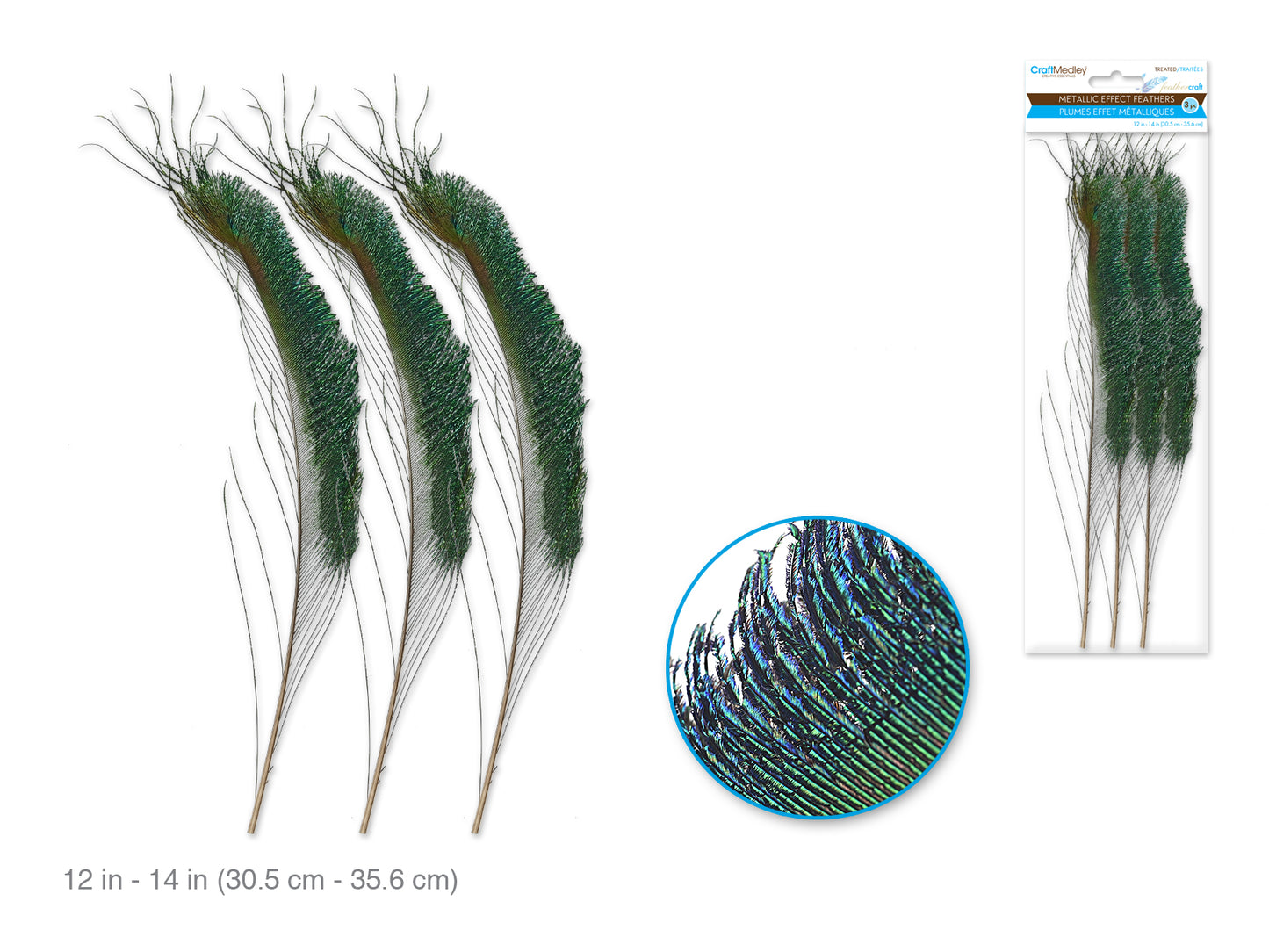 Feather Craft: 12"-14" Metallic Luster 3/pk