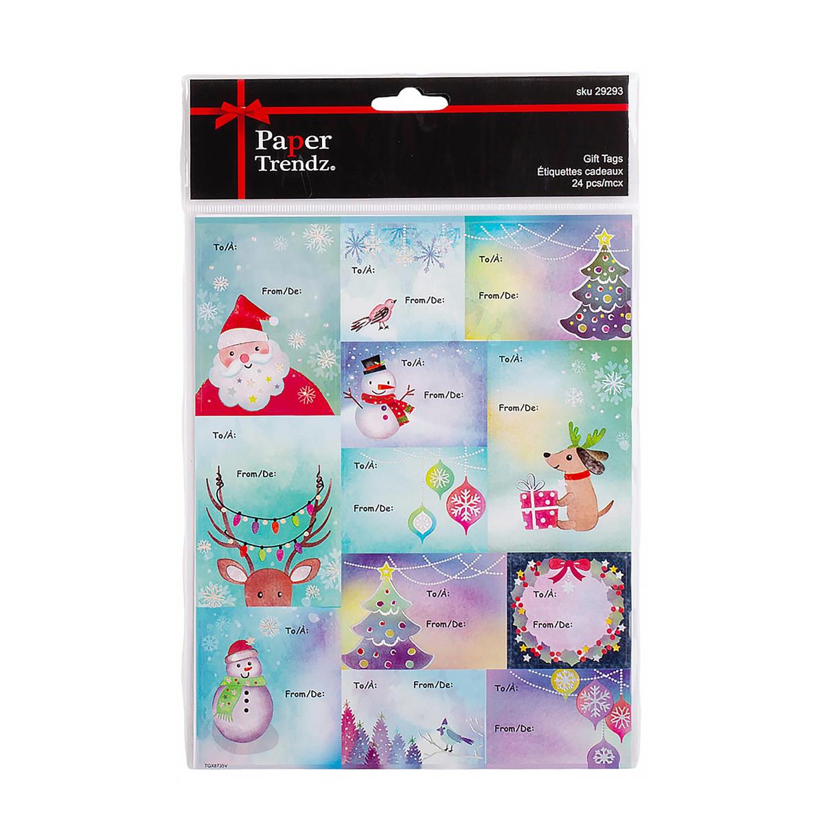 Paper T. Xmas 24pc Gift Tag Stickers w/Foil, pbh