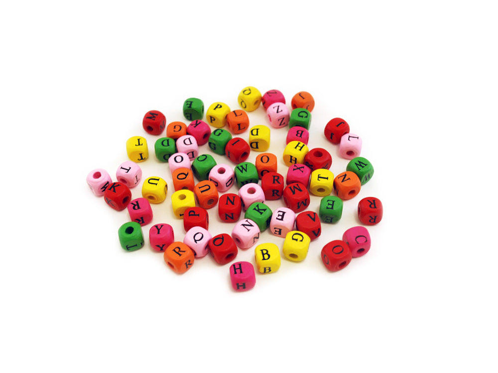 Wood Beads: 1cm Alphabet Beads 60/pk Asst B) Multi Mix