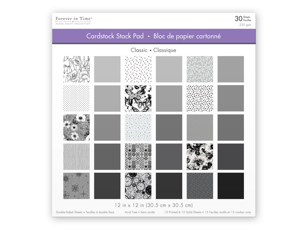 Cardstock: 12"x12" Color Theme Stack Pad x30 Double-Sided 230GSM B) Classic