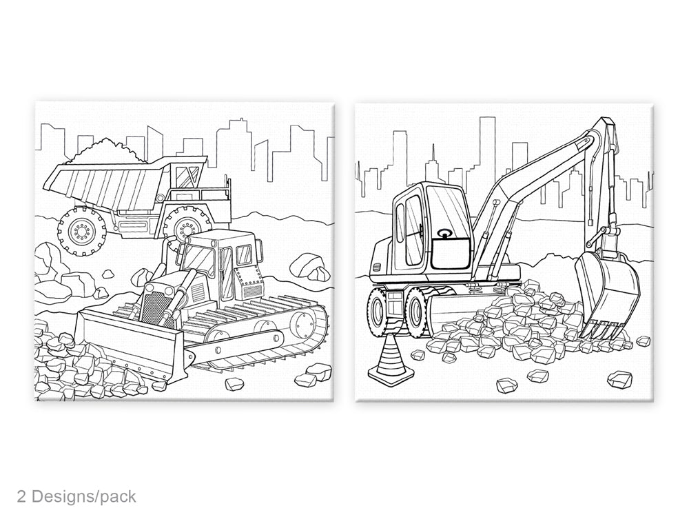 Krafty Kids: 10"x10" DIY Canvas Panels 2pc Asst Designs C) Mighty Machines