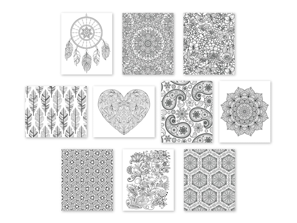 Color Factory: 9.8"x11.8" Canvas Pad w/Design Outlines 10Sheet Asst B) Abstract Art